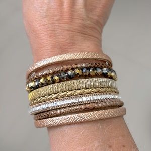 Multi Strand Faux Leather Bracelet NWOT